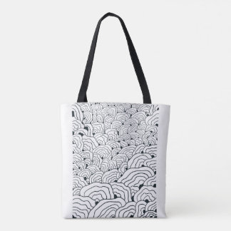 Monochroom golfpatroon, moderne abstracte lijnkuns tote bag