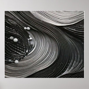 Monochroom golvende golven gestructureerde abstrac poster