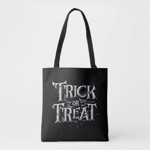 Monochroom Gotische Puntige TRICK OR TREAT Hallowe Tote Bag