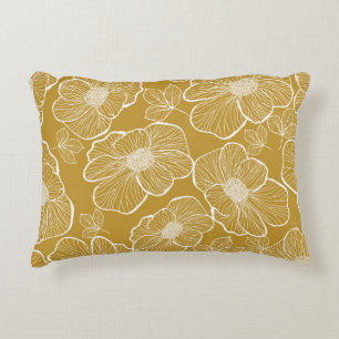 Monochroom Gouden Bloemen: Abstract Naadloos Accent Kussen