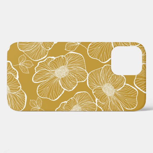 Monochroom Gouden Bloemen: Abstract Naadloos Case-Mate iPhone Case (Achterkant (horizontaal))