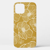 Monochroom Gouden Bloemen: Abstract Naadloos Case-Mate iPhone Case (Achterkant)