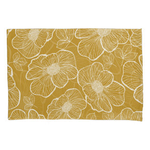Monochroom Gouden Bloemen: Abstract Naadloos Kussensloop