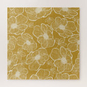 Monochroom Gouden Bloemen: Abstract Naadloos Legpuzzel (Horizontaal)
