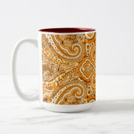 Monochroom gouden paisleymotief tweekleurige koffiemok