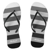 Monochroom grijs blokstrepen patroon teenslippers (Voetbed)