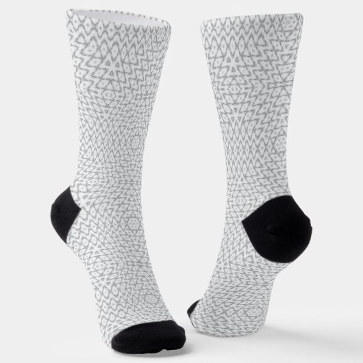 Monochroom grijs en wit geometrisch sokken (Gebogen)