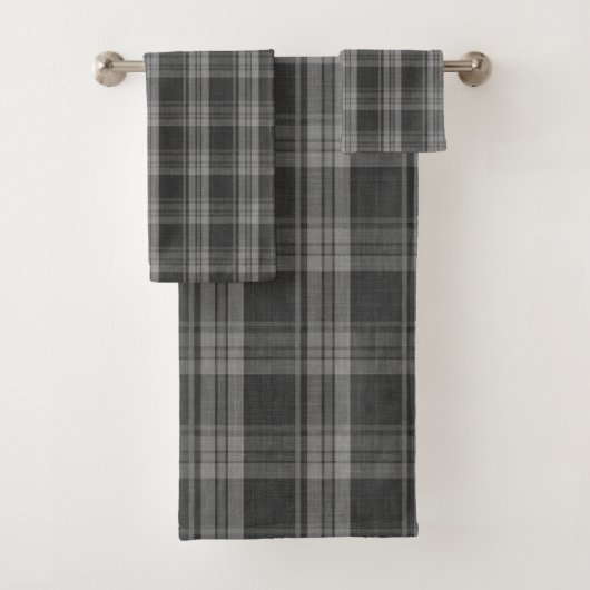 Monochroom grijs geruit bad handdoek (Insitu)
