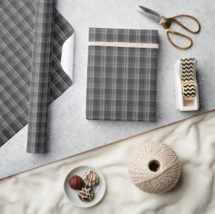Monochroom grijs geruit cadeaupapier