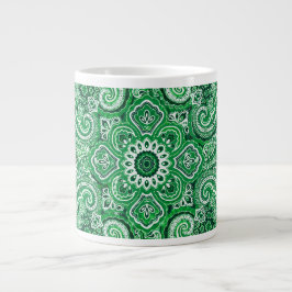 Monochroom groen paisleymotief grote koffiekop