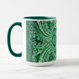 Monochroom groen paisleymotief mok