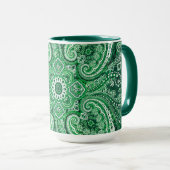 Monochroom groen paisleymotief mok (Voorkant rechts)