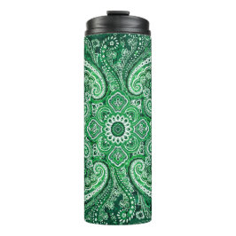 Monochroom groen paisleymotief thermosbeker
