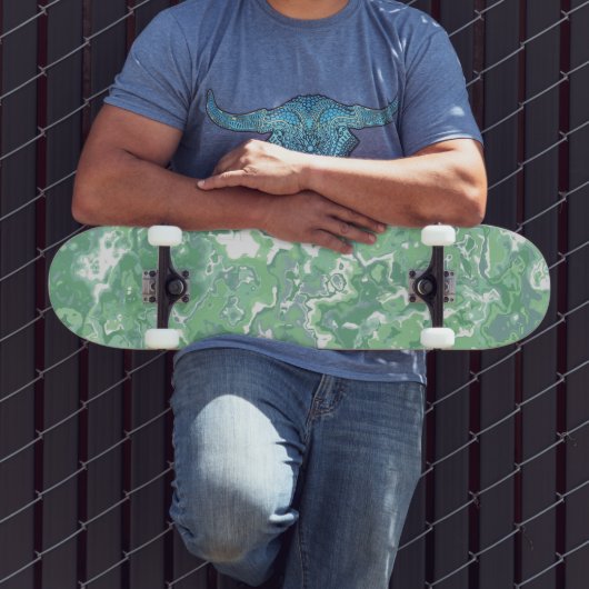 Monochroom groene marmer persoonlijk skateboard (Buiten 3)