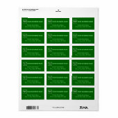 Monochroom groene zakelijke adreslabels etiket (Full Sheet)