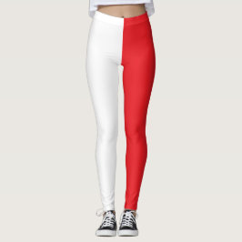 Monochroom half wit half rood schoolkleuren leggings