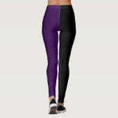 Monochroom Half Zwart Half Diep Paars Leggings (Achterkant)