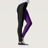 Monochroom Half Zwart Half Diep Paars Leggings (Rechts)