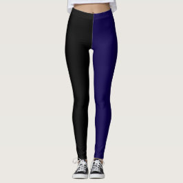 Monochroom Half Zwart Half Diepblauw Leggings