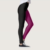 Monochroom half zwart half magenta leggings (Rechts)