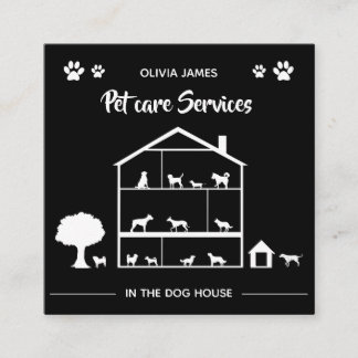 Monochroom in de hondenhuisdierenverzorging vierkante visitekaartje