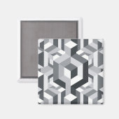 Monochroom Isometrisch Kubuspatroon Magneet (Voorkant / Achterkant)