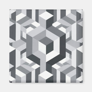 Monochroom Isometrisch Kubuspatroon Magneet