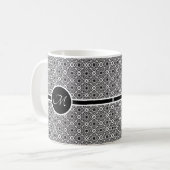 Monochroom Keltisch knooppatroon Monogram Koffiemok (Voorkant links)