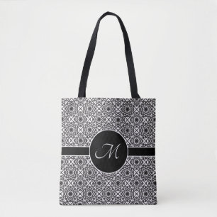Monochroom Keltisch knooppatroon Monogram Tote Bag