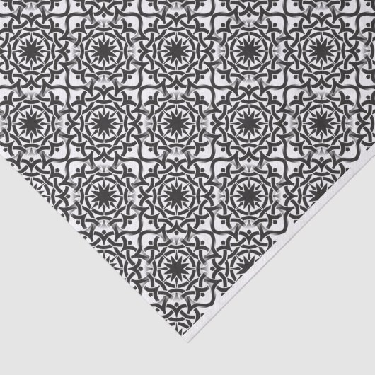 Monochroom Keltisch Tangled Knot Patroon Tissuepapier (Detail)