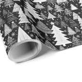 Monochroom Kerstfeest Cadeaupapier (Rol Hoek)