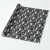 Monochroom Kerstfeest Cadeaupapier (Uitgerold)