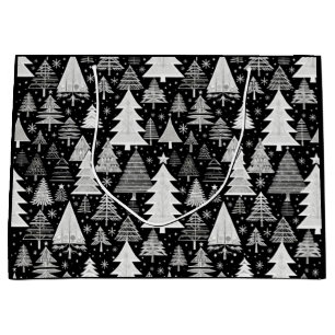 Monochroom Kerstfeest Groot Cadeauzakje