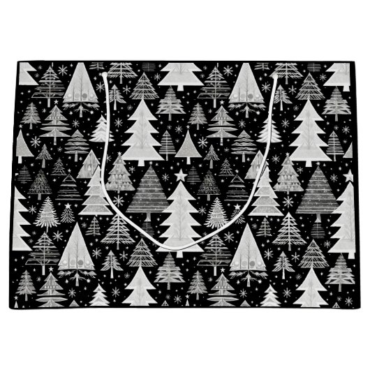 Monochroom Kerstfeest Groot Cadeauzakje (Voorkant)
