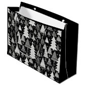 Monochroom Kerstfeest Groot Cadeauzakje (Voorkant Gekanteld)