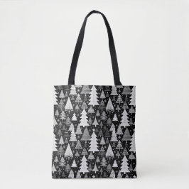 Monochroom Kerstfeest Tote Bag