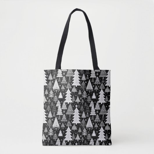 Monochroom Kerstfeest Tote Bag (Voorkant)