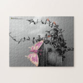 Monochroom, kleurrijk vlinder, foto legpuzzel (Horizontaal)