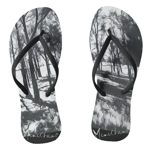 Monochroom landschap schets Flip Flops (Voetbed)