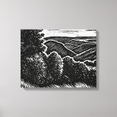 monochroom landschap zwart & wit bomen canvas afdruk (Voorkant)