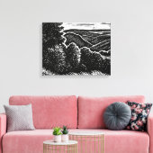 monochroom landschap zwart & wit bomen canvas afdruk (Insitu (Woonkamer))