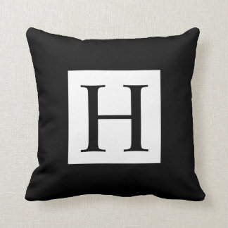 MONOCHROOM LETTER H MONOGRAM THROW CUSHION KUSSEN