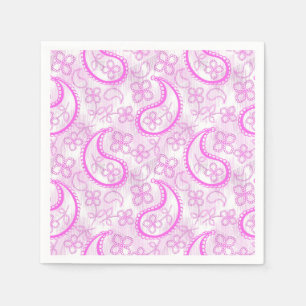 Monochroom lila roze witte paisley patroon. servet