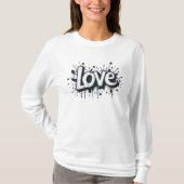 Monochroom Love Tag T-shirt (Voorkant)