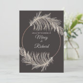 Monochroom luxe Pampas gras Boho trouwkaart (Staand voorkant)