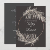 Monochroom luxe Pampas gras Boho trouwkaart (Voorkant / Achterkant)