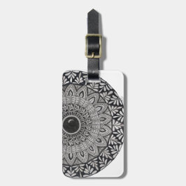Monochroom mandala ontwerp bagage label