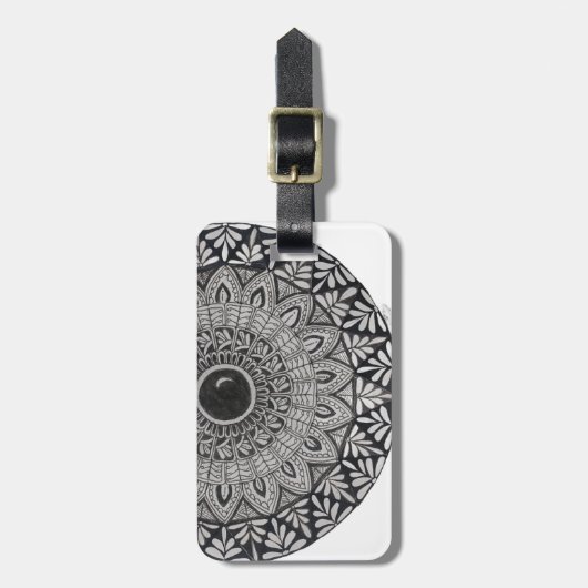 Monochroom mandala ontwerp bagage label (Voorkant verticaal)