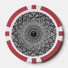 Monochroom mandala-ontwerp op pokerfiches poker chips