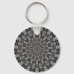Monochroom Mandala Sleutelhanger